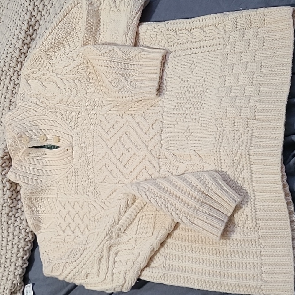 Lauren Ralph Lauren wool hand knit cream sweater